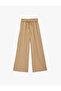 Elastic Waist Tied Viscose Salda Fabric Wide Leg Striped Trousers with Pocket Detail - 3