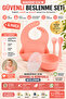 Silicone Feeding Set, Vacuum Lid Food Bowl, Silicone Bib, Silicone Spoon and Fork / Pink - 5
