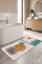 2-Piece Bathroom Mat Set - Abstract Sunset & Wave Pattern Bohemian Non-Slip Base 40X60 and 60X100