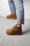 Women's Tan Mebe Fur Lined Lace-Up High Sole Suede Boots 4.5 cm Byndmb02 - 3