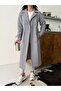 Women's Classic Pocketed Belted Trendy Midi Gray Trench Coat - 7