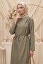 Sueda Buckled Hijab Dress 1699 - Khaki - 2
