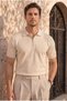Linus Zippered Polo Collar Short Sleeve Slim Knitwear Men's T-Shirt - Beige - 3