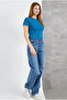 Crew Neck Short Sleeve Ribbed Lycra Bady Blouse T-Shirt - 5