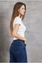 Crew Neck Short Sleeve Ribbed Lycra Bady Blouse T-Shirt - 4