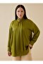 Plus Size Tunic with Tie Detail at the Collar - Olive Green - - Exclusive - 3