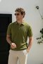 Men's Polo Collar Buttoned Short Sleeve Knitwear T-Shirt Khaki 26S2016