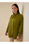 Plus Size Tunic with Tie Detail at the Collar - Olive Green - - Exclusive - 2