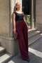 Burgundy Double Pleated Belted Trousers Mg2330