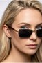 Cartyy V13B Sunglasses Wood Detailed Gold Frame Black Glass 55 Lenses - 2