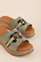 Women's Genuine Leather Comfortable Daily Slippers Iz.5711 Khaki Suede - 7