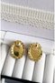Navy Blue Oval Stone Earrings Choker Chain Gold Plated Henna Earrings Evening Dress Earrings 2.5 cm - 2