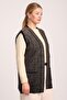 Women's Brown Pocketed Sleeveless Knitted Knitted Vest - 2