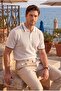 Balzac Collar Striped Buttoned Polo Collar Basic Daily Honeycomb Knit Knitwear Men's T-Shirt - Ecru - 4
