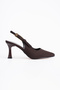 Women's Brown Satin Buckle Detail Stiletto - 2