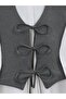 Tie-Front Vest and Trousers Double Set - Anthracite - 8