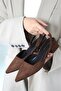 Blush Dark Brown Suede Pointed-Toe Short Block-Heel Women's Shoes