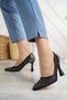 Elva 150 Black Stoned Tulle Heeled Women's Stiletto - 2