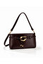 Women's Bitter Brown Leather Hand and Shoulder Bag with Gold Buckle Accessory Detail - 2