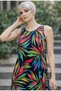 Multi-Colored Patterned Woven Viscose Fabric Strap Casual Dress - 4