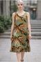 Multi-Colored Patterned Woven Viscose Fabric Strap Casual Dress