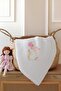 Rabbit and Girl Embroidered Muslin Baby Blanket - 90X90 cm