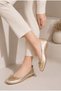 Nora Women's Gold Ballerina Shoes with Bow Detail, Stylish and Comfortable Daily Shoes - 3