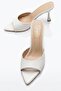 Women's White Wrinkled Patent Leather High Heel Slippers - Stylish Evening Dress Slippers - 2