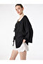 Bürümcük Fabric Wide Long Sleeve Kimono with Tie Detail and Textured Fabric - 2