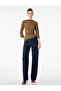 Crepe Fabric Slim Fit Drape Detailed Asymmetrical Cut Round Boat Neck T-Shirt