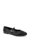 Ll2703 large size leather upper band and buckle detail black flat shoe - 4