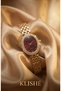Belluci Women's Steel Watch Gold Color & Burgundy Dial Oval Case Stone Inlaid Vintage Old Money Luxury Elegant Stylish Women's Wristwatch 2026 - 3