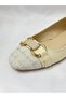 Ll2702 large size textile and leather material buckle detail beige flat shoe - 5