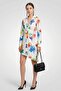 Women Floral Pop Drape Shirt Dress, Multicolor