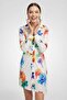 Women Floral Pop Drape Shirt Dress, Multicolor - 5