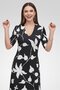 Women Floral Jacquard Midi Dress, Black - 5
