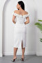 Strapless Layered Atlas Dress with Roses on the Collar Bal180 - 7