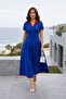 Short Sleeve Pleated Long Janjan Crepe Dress