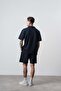Men's Rocket Club Written Regular Fit T-Shirt Shorts Set Navy Blue - 3