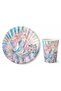 Mermaid Themed Cardboard Plates and Cups for 8 People