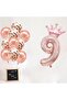 9 Number Rose Gold Foil Balloon, Rose Gold Balloon with King's Crown and Confetti - 3
