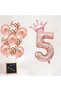 5 Number Rose Gold Foil Balloon, Rose Gold Balloon with King's Crown and Confetti - 3