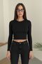 Women's Basic Premium Slim Fit Black Crop T-Shirt - 4