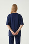 Women's Crew Neck Navy Blue Oversized T-Shirt - 6