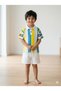 Boy's Yellow Blue Striped Top-Top Set White