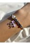 Women's Silver Color Dangle Pink Bow Pearl Bracelet