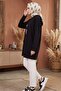 Asiya Oversize Bear Embroidered Hooded Tunic 1335 - Black - 5
