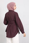 Cross Belted Shirt Y0105 - Mürdüm - 5