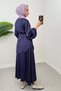 Satin Skirt Suit 2283 - Dark Blue - 5