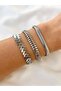 Women's Silver Color 3-Piece Design Combination Bracelet - 3